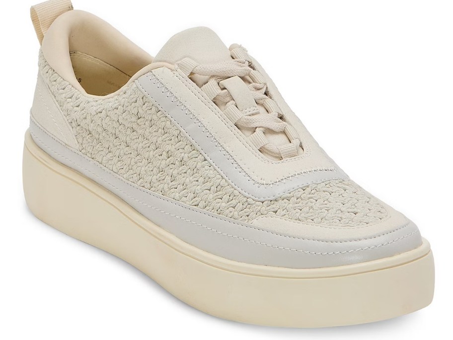 women's tan and off white platform sneaker