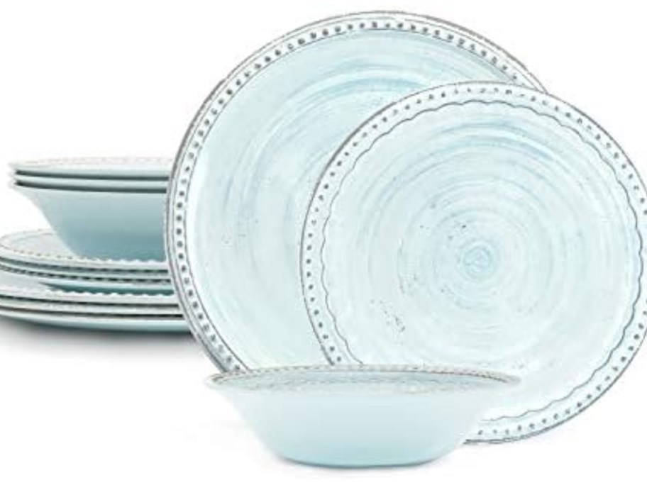 light blue french country style melamine dinnerware set