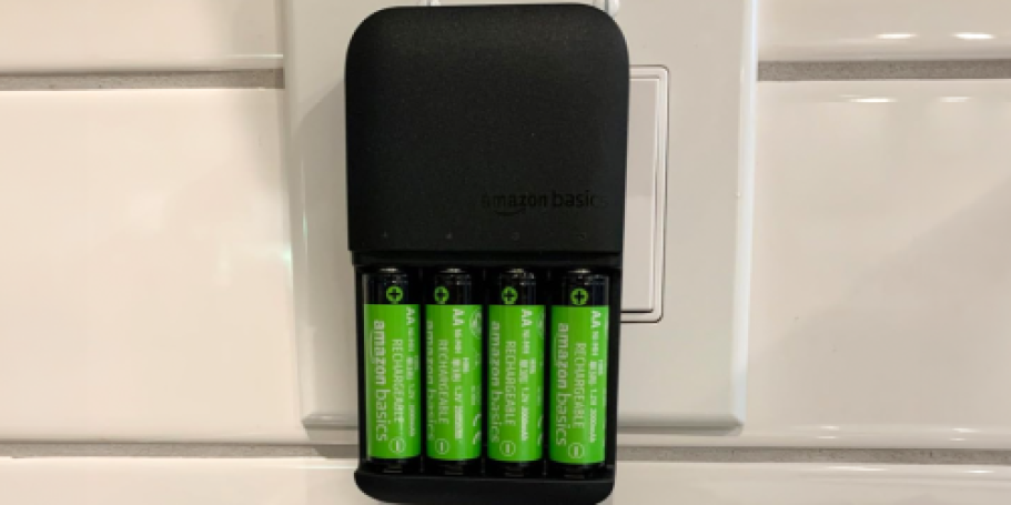 AmazonBasics Battery Charger w/ 4 AA Rechargeable Batteries Just $11.43