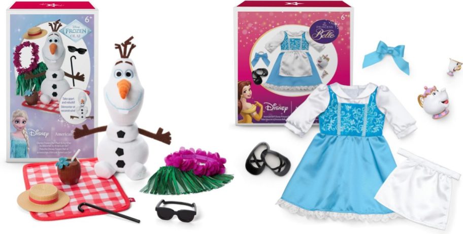 American Girl Disney Princess Accessory sets w Olaf and Belle Dress