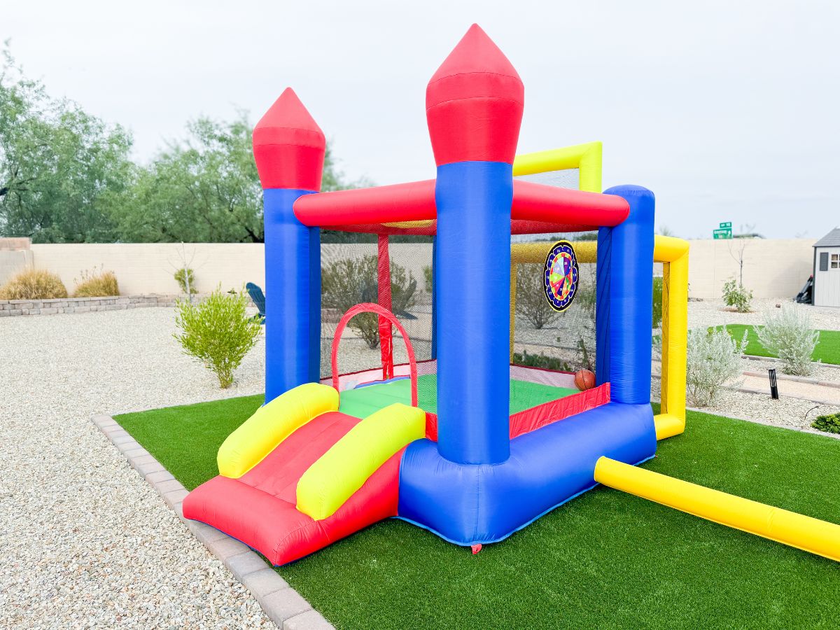 7-in-1 Inflatable Bounce House Castle Only $107.99 Shipped on Amazon (Reg. $180) | Ball Pit, THREE Basketball Hoops & More!