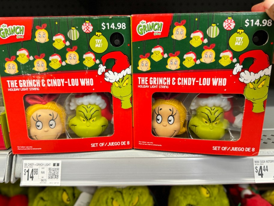 Christmas Holiday Lighting Cindy Lou and The Grinch Light String displayed in-store