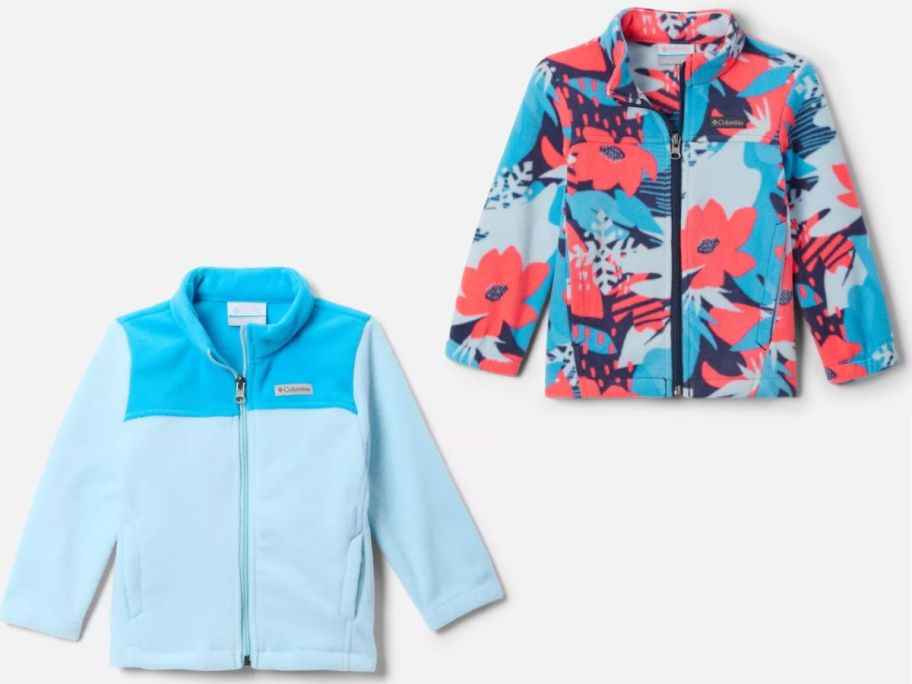 Stock images of two columbia fleece kids jackets