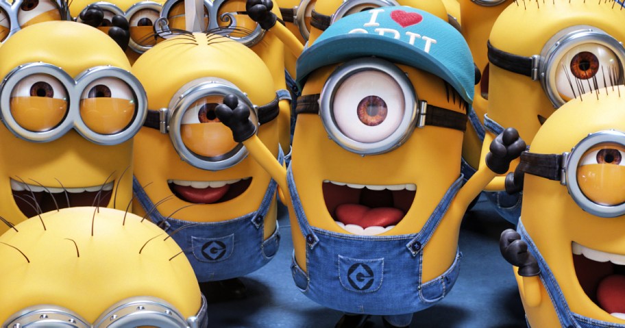 screen grab of minions cheering from the Despicable Me 3 movie