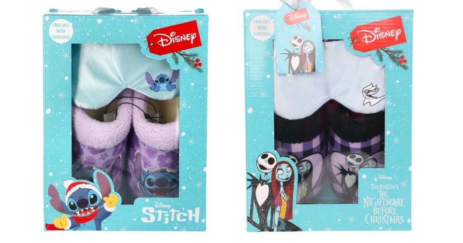 Disney Women's Slippers w/ Sleep Mask Gift Set stock images