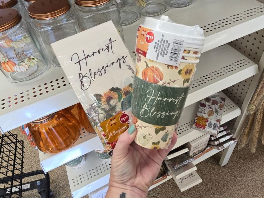 Dollar Tree Paper Cups and Napkins Harvest Blessings