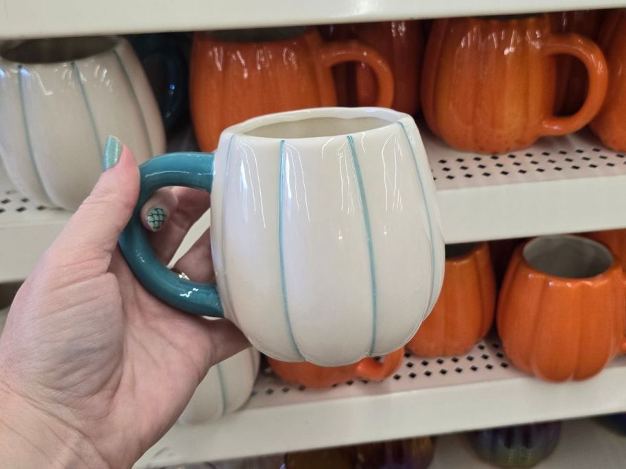 Dollar Tree White & Blue Pumpkin Mug