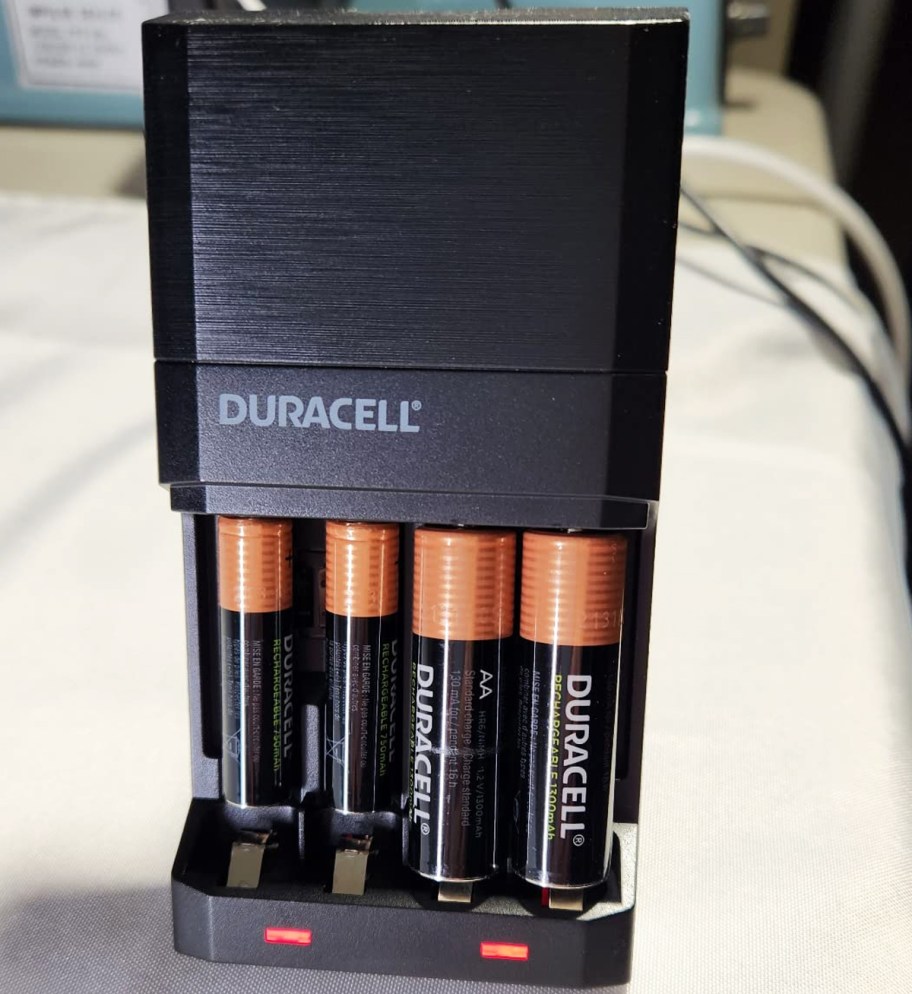 Duracell batteries in a black charger