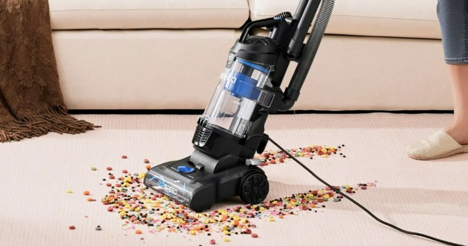 using vacuum to clean up cereal on carpet