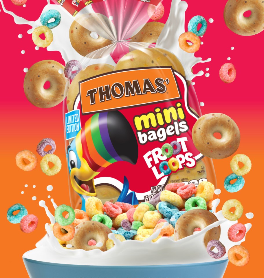 Froot Loops Mini Bagels by Thomas' English Muffins and Kellogg's Cereal