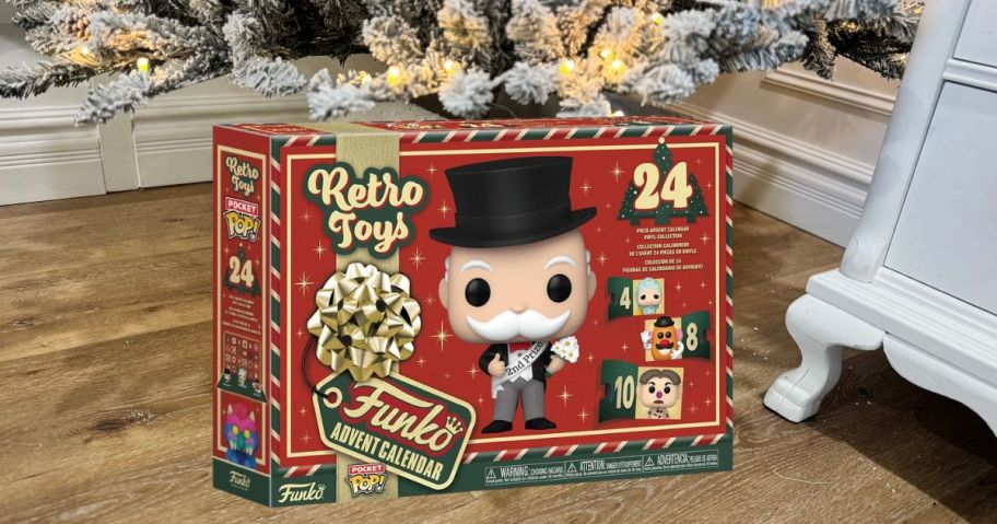 Funko Pop! Advent Calendar: Hasbro Retro Toys 2024 under tree