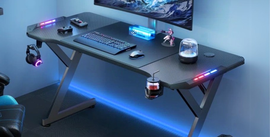 OVER 50% Off Gaming Desk w/ LED Lights on Wayfair.com – Just $67.49 Shipped