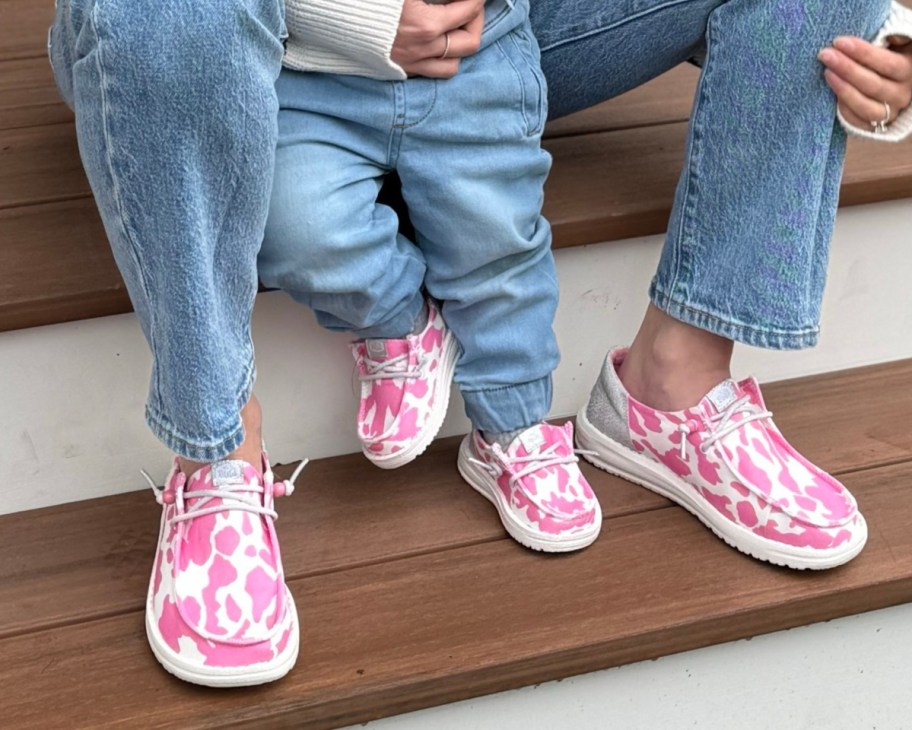 mom and daughter in pink cowgirl heydudes