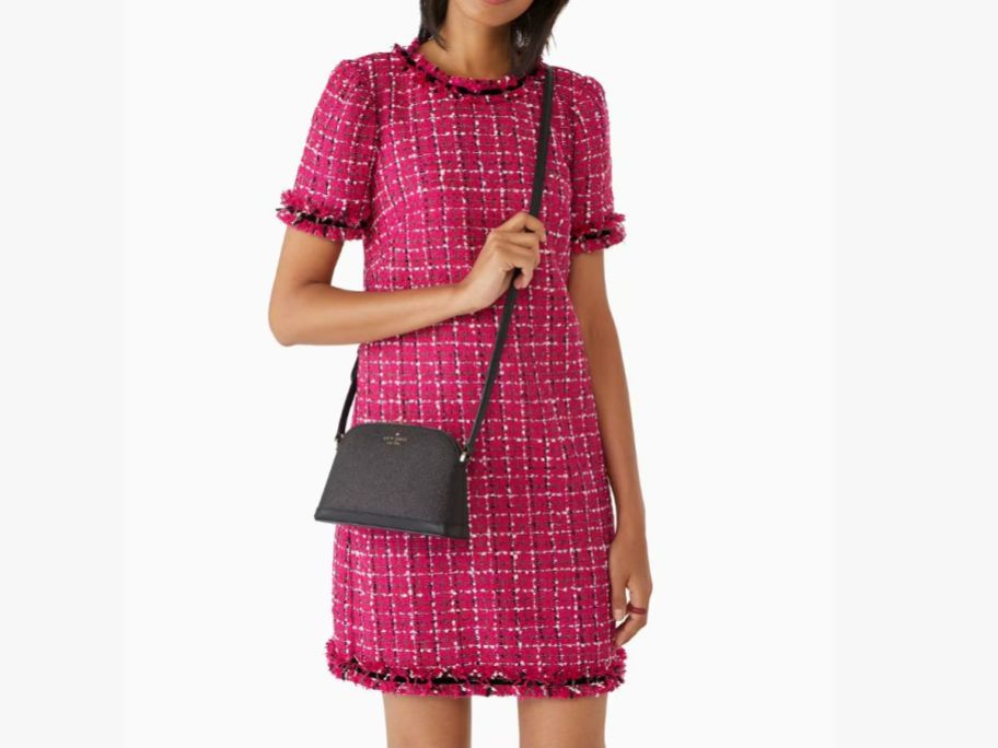 Girl wearing Kate Spade Tinsel Small Dome Crossbody