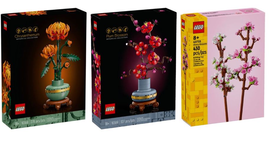 LEGO Chrysanthemum, Plum Blossom, & Cherry Blossoms Bundle stock image