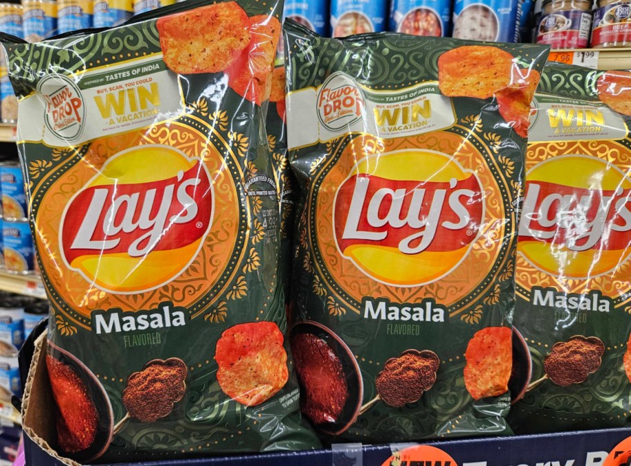 Packages of Lays Masala chips from the new Lays Global Trip Lineup