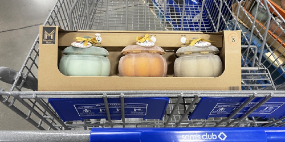 NEW Sam’s Club Finds: Glass Pumpkin Candles, Fall Throw Pillows, & More