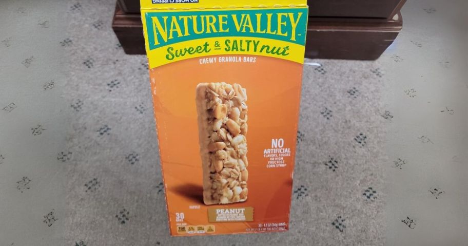 Nature Valley Sweet & Salty Peanut Granola Bar 30-Pack box on floor