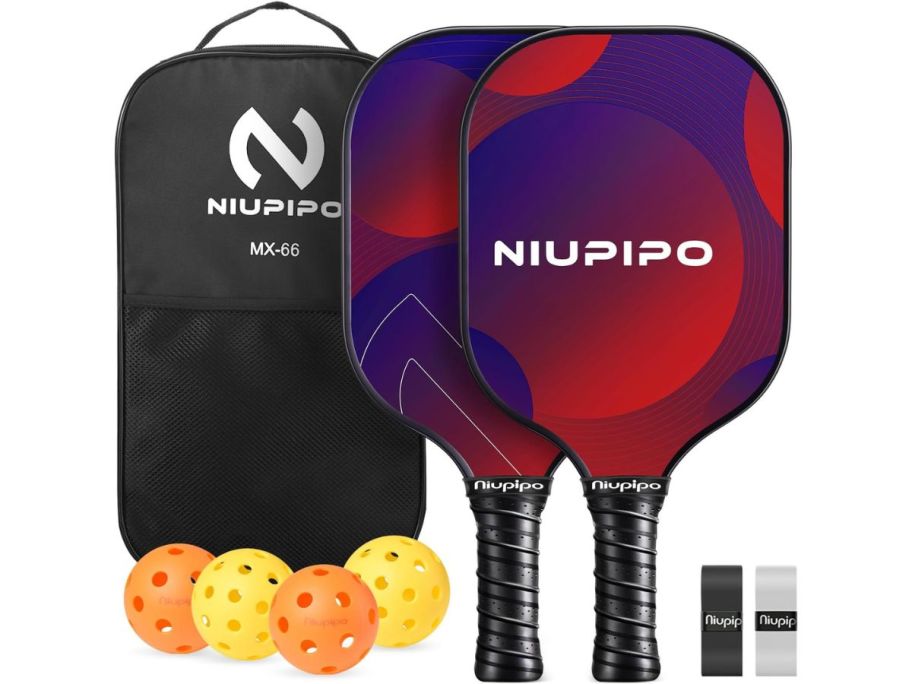 Niupipo Pickleball 2 Paddle Set in Red and Blue