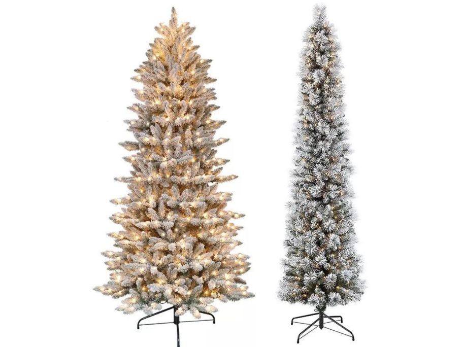 2 pre-lit Christmas trees