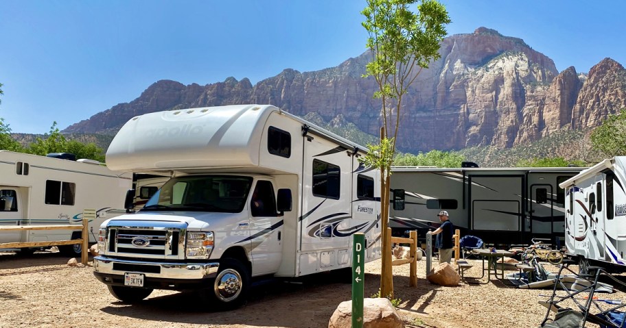 rv parked in campsite