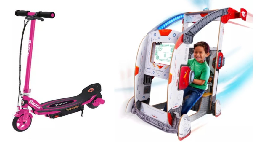 scooter and kids spaceship ride-on toy