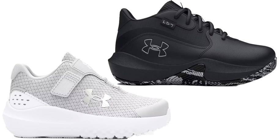 grey and black under armour shoes