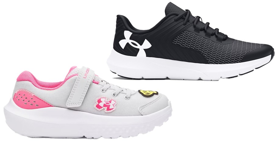 light grey and black running shoes