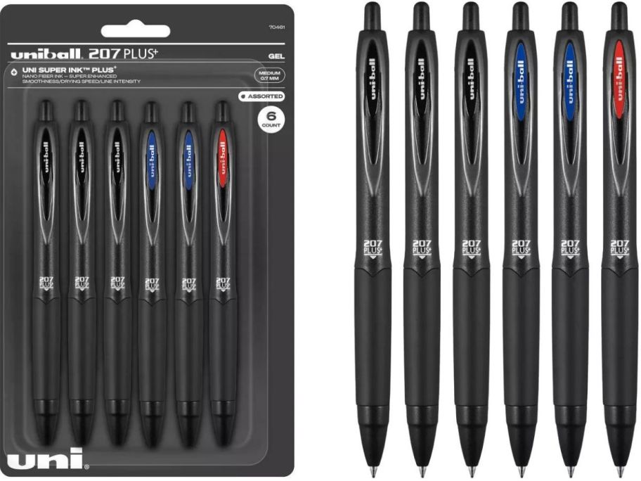 Uniball 207 Plus Pens 6-pack