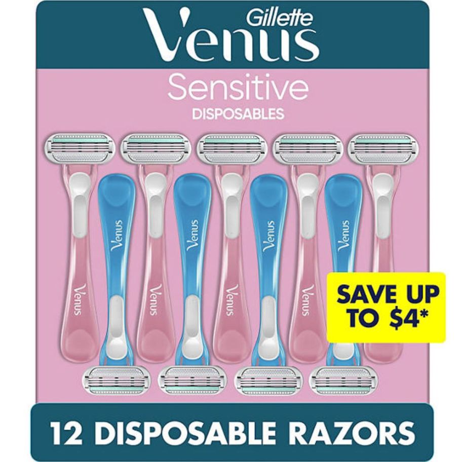 a 12 pack card of venus womens disposable razors