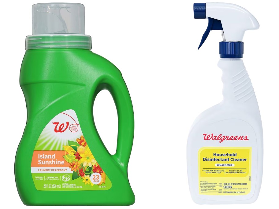 Walgreens Laundry Detergent and Walgreens Household Disinfectant Cleaner