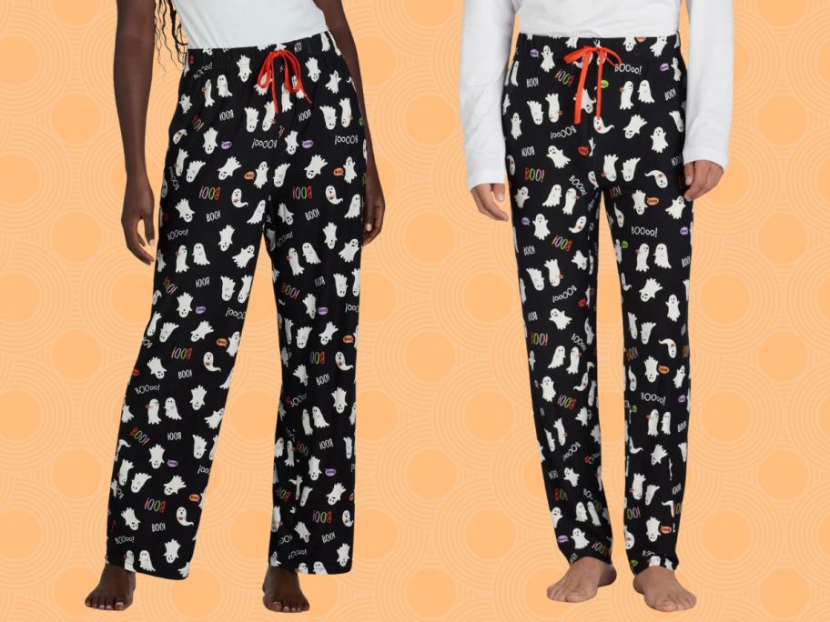 two people wearing Way to Celebrate! Halloween Family Sleep Pants