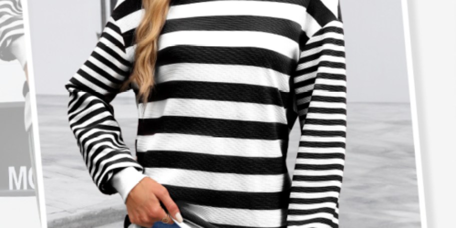 Women’s Long Sleeve Striped Sweatshirt Only $11.69 on Amazon (Reg. $26)