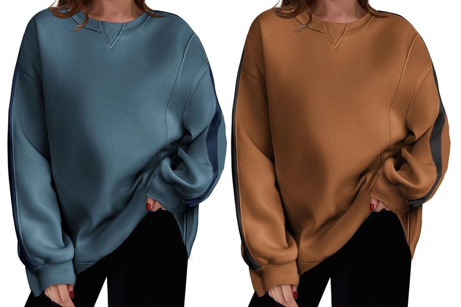 blue and burnt orange womens sweatshirts