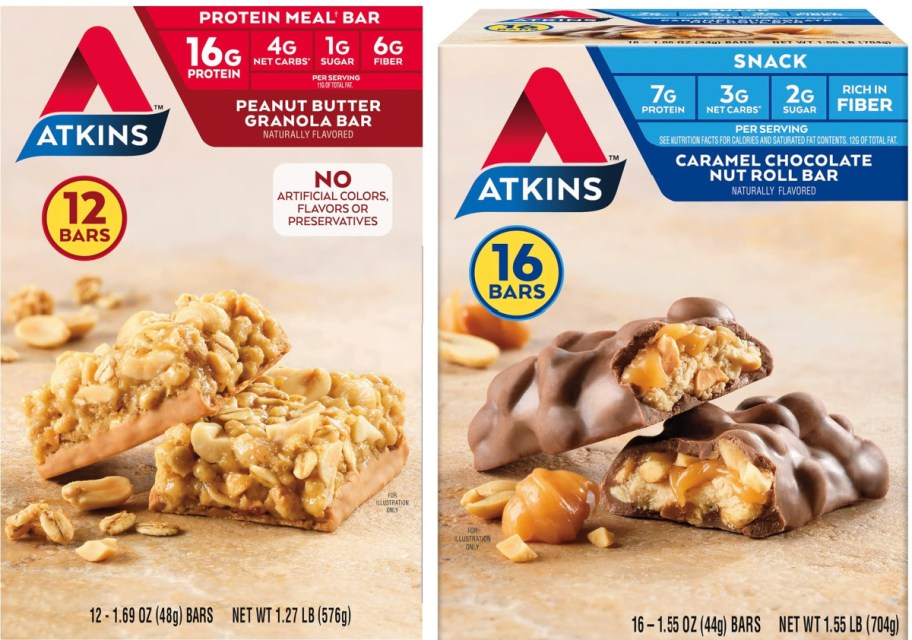 atkin bars in their packages