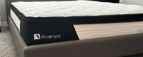 hybrid mattress on charcol bedframe