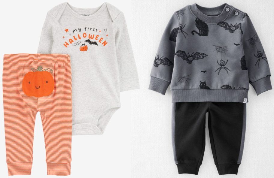 two carters two-piece halloween themed baby clothing sets