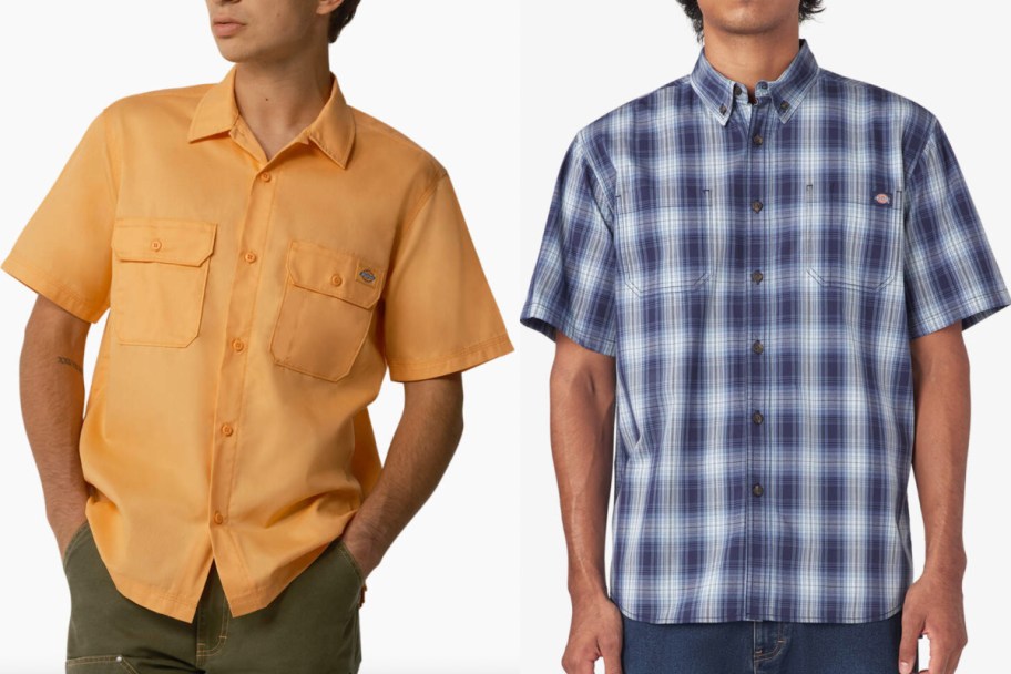 orange and blue plaid work shirts