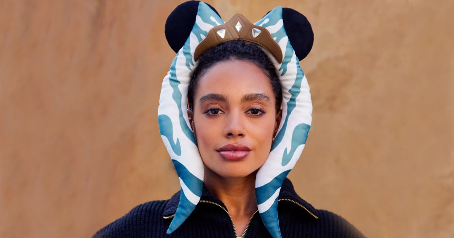 woman wearing disney ashoka ears headband 