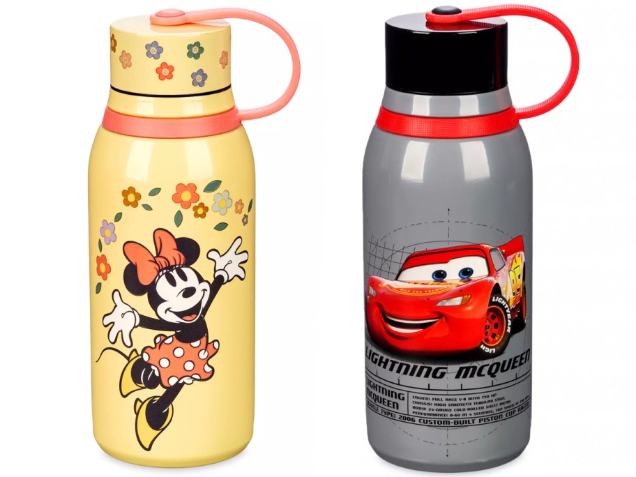 minnie mouse and cars disney water bottles