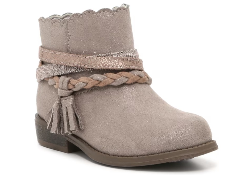 girl's light brown boot with fringe detail