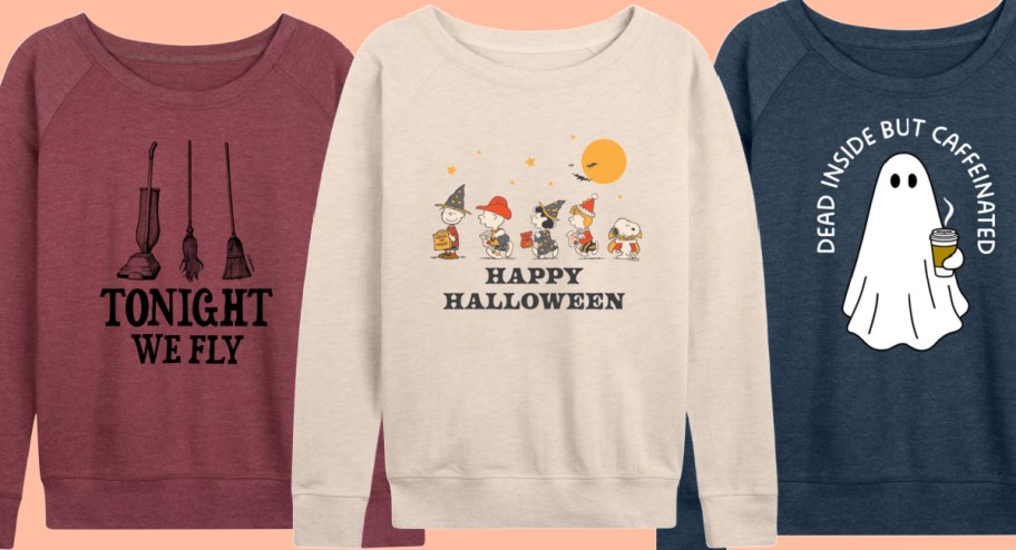 halloween pullover sweaters with orange background