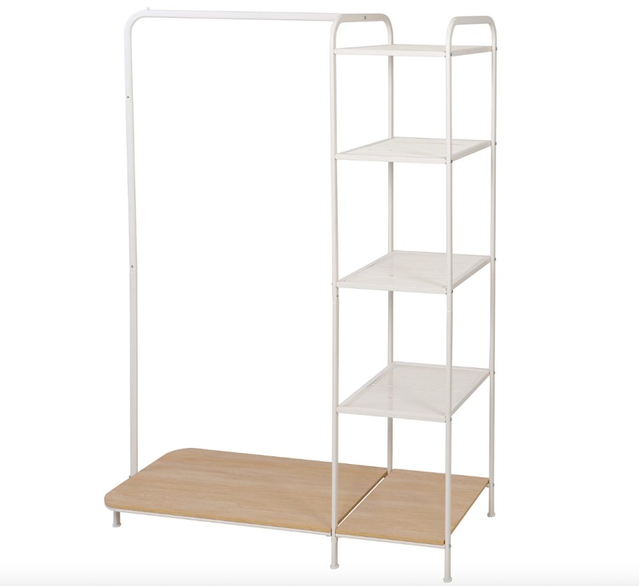 white metal wardrobe with shelf