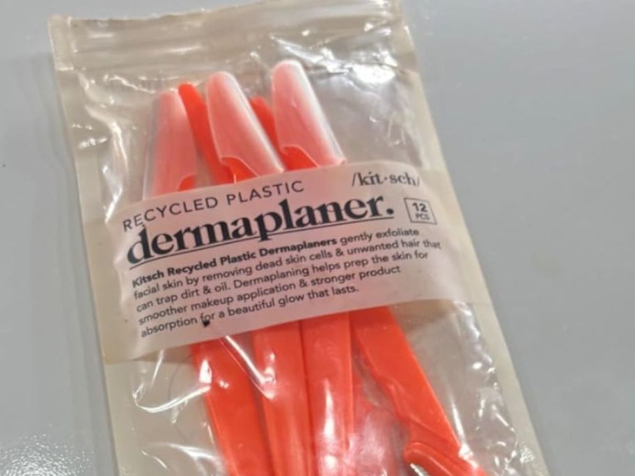 kitsch dermaplaning razors in packaging on table