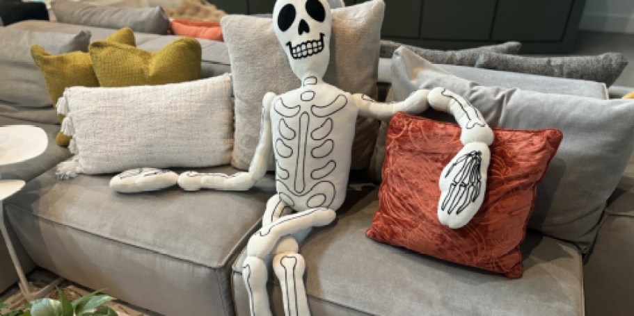 Hurry! TJMaxx Halloween Decor is Selling Out—Don’t Miss Collin’s Fave Life-Size Skeleton Pillow!