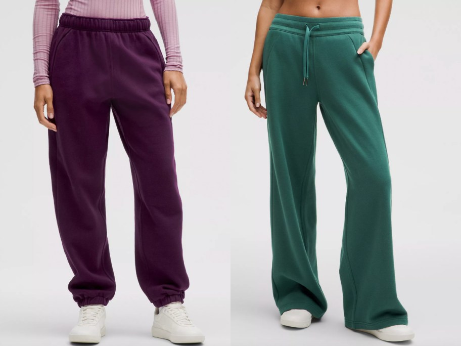 plum and teal pants