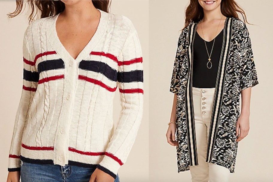 striped and floral cardigans