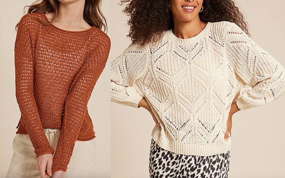 orange and cream pullover sweaters