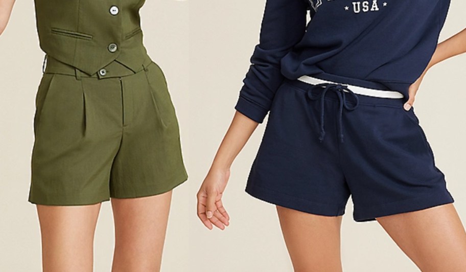 navy and green shorts