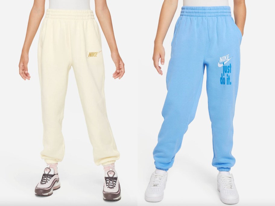 kids in white and blue sweatpants